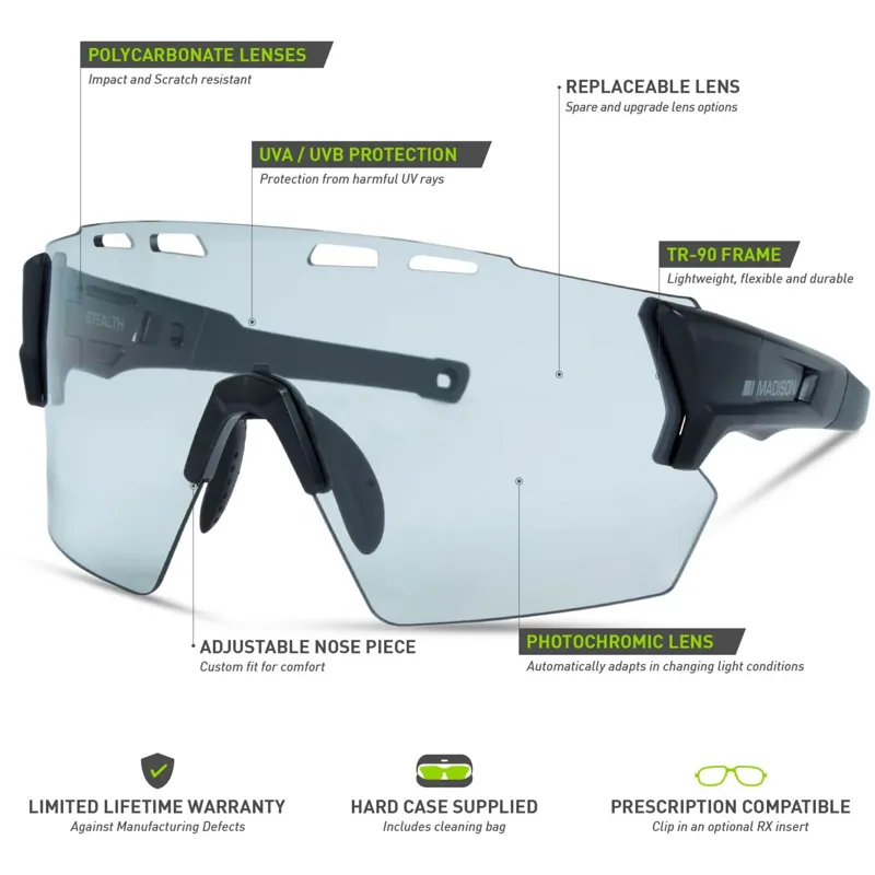 Madison - Eyewear Stealth Sunglasses - Matt Black Photochromic-7